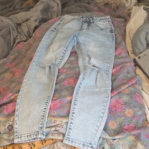 SHEIN Light Blue Distressed Skinny Jeans